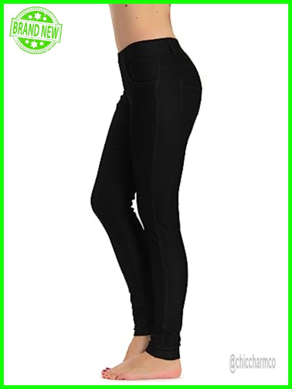 Women's Jean Look Jeggings Tights Slimming Spandex Leggings Pants Capri
